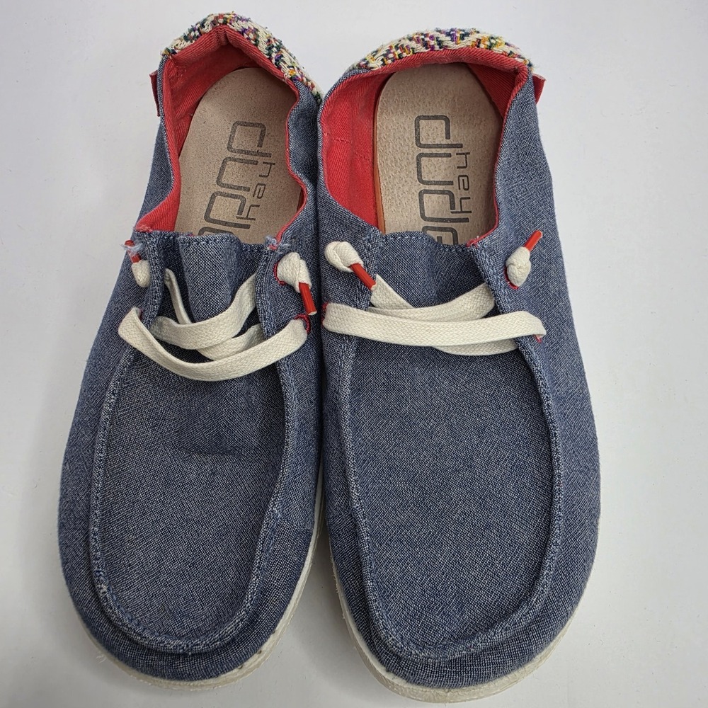 Hey Dude Blue Slip On Shoes Size 6 Womens